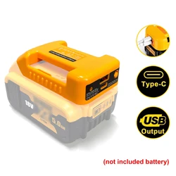 USB Charger Adapter for Dewalt 18V 20V Lithitum Battery Portable Type-C Port Fast Charging Battery Storage Rack Holder Case