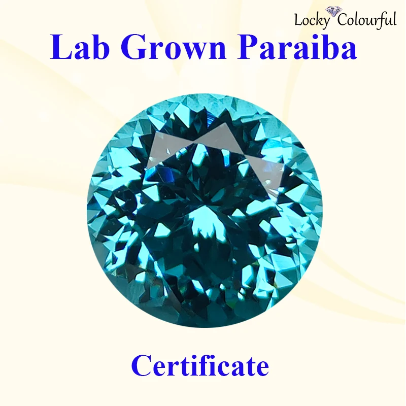 

Lab Grown Paraiba 100 Face Cut VVS1 Round Shape Beads Charms Selectable AGL Certificate for Diy Jewelry Making Rings Materials