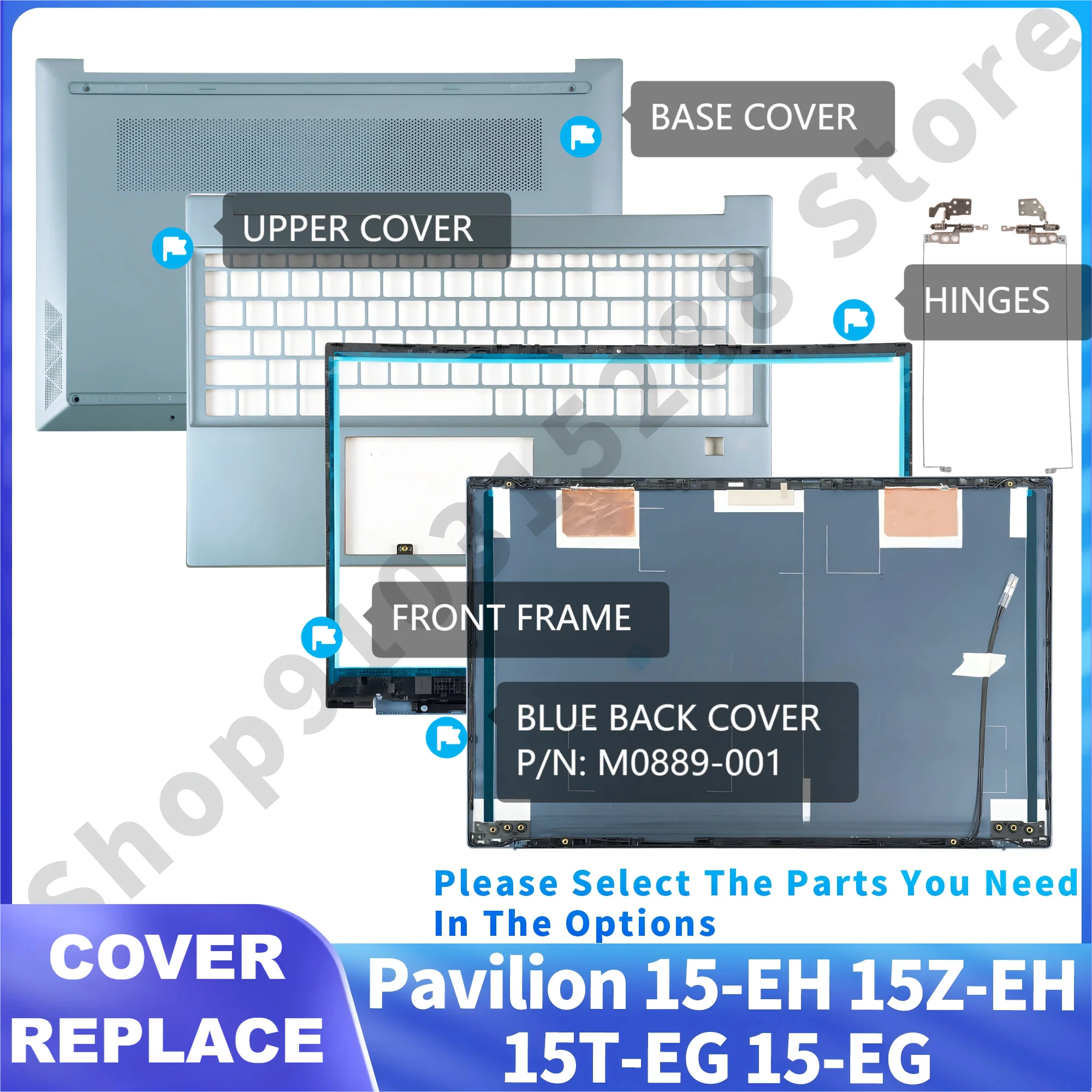 

Case For Pavilion 15-EH 15-EG 15Z-EH TPN-Q245 Q246 Rear Lid TOP LCD Back Cover M08899-001 Bezel/palmrest/Bottom Repair blue