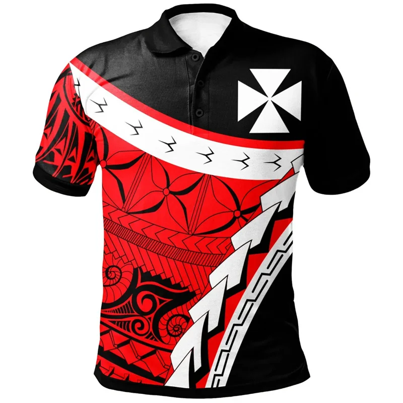 Fashion Wallis Futuna Pattern Polo Shirt Men Hawaiian 3D Printed Polynesian POLO Shirts Casual Loose Tees Summer Short Sleeves