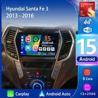 Android 15 Carplay Auto 2K pantalla Radio de coche reproductor Multimedia para Hyundai Santa Fe 3 2013 - 2016 Autoradio GPS unidad principal estéreo