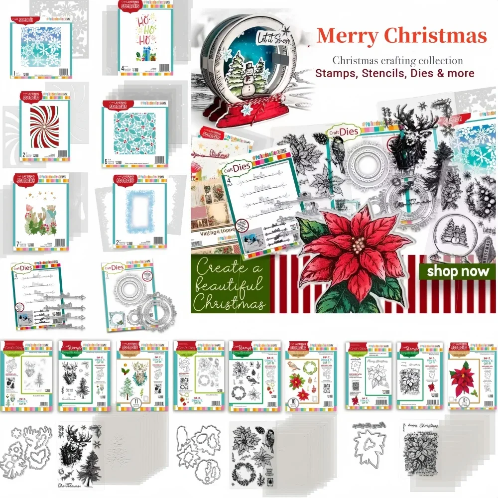 

New Christmas Holiday Flowers Ornament Collection Clear Stamp Metal Cutting Dies Stencils for DIY Decorating Scrapbook Card