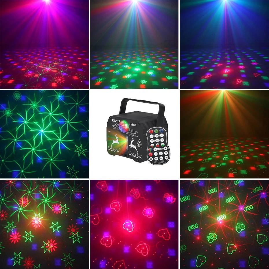 ALIEN Mini projecteur Laser Disco LED, Rechargeable par USB, son UV, effet stroboscopique sur scène, lampe de fête de mariage, de noël