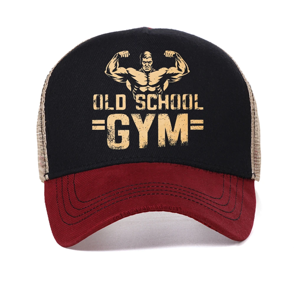 

Old School Gym print baseball cap Gym Sports Unseix casual caps fashion summer adjustable mesh breathable Trucker hat