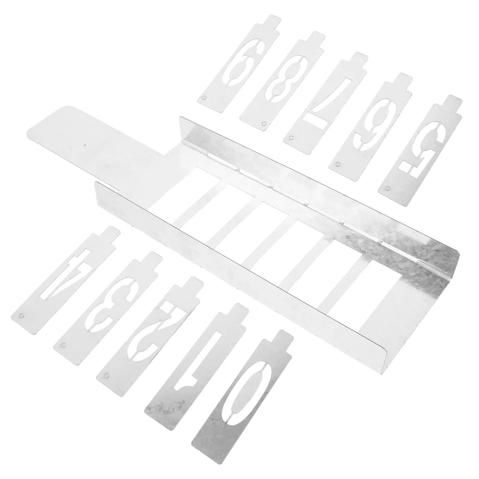 1Set Reusable Metal Number Stencil 10 Digits 0-9 Hollow-Out Spray Painting Templates for Wall Wood Mailbox Crafting