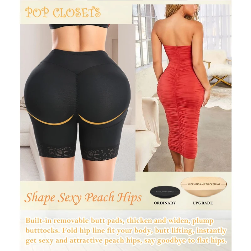 POP CLOSETS Women Butt Lifter Padded Lace Shapewear Thicker Butt Enhancer Control Panties Seamless Fake Buttock Underwear