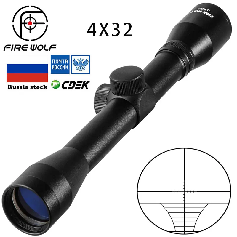 FIRE WOLF 4X32 Bow Cross Tactical Optics Riflescope Outdoor Reticle Optic Sight Rifle Scope for Airsoft Gun Hunting Scopes