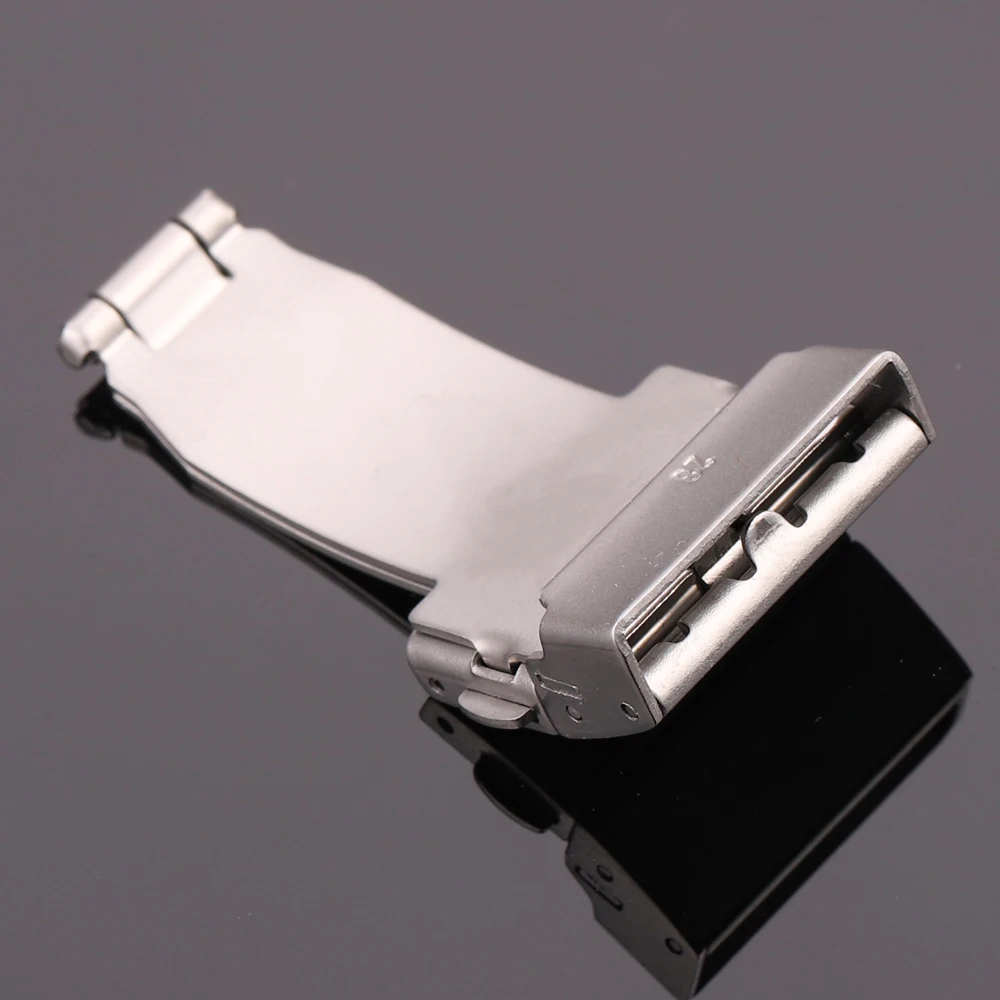 Stainless Steel Watch Band Buckle Silver 16 18 20 22 mm Metal Watchband Double Press Automatic Clasp Strap Accessories