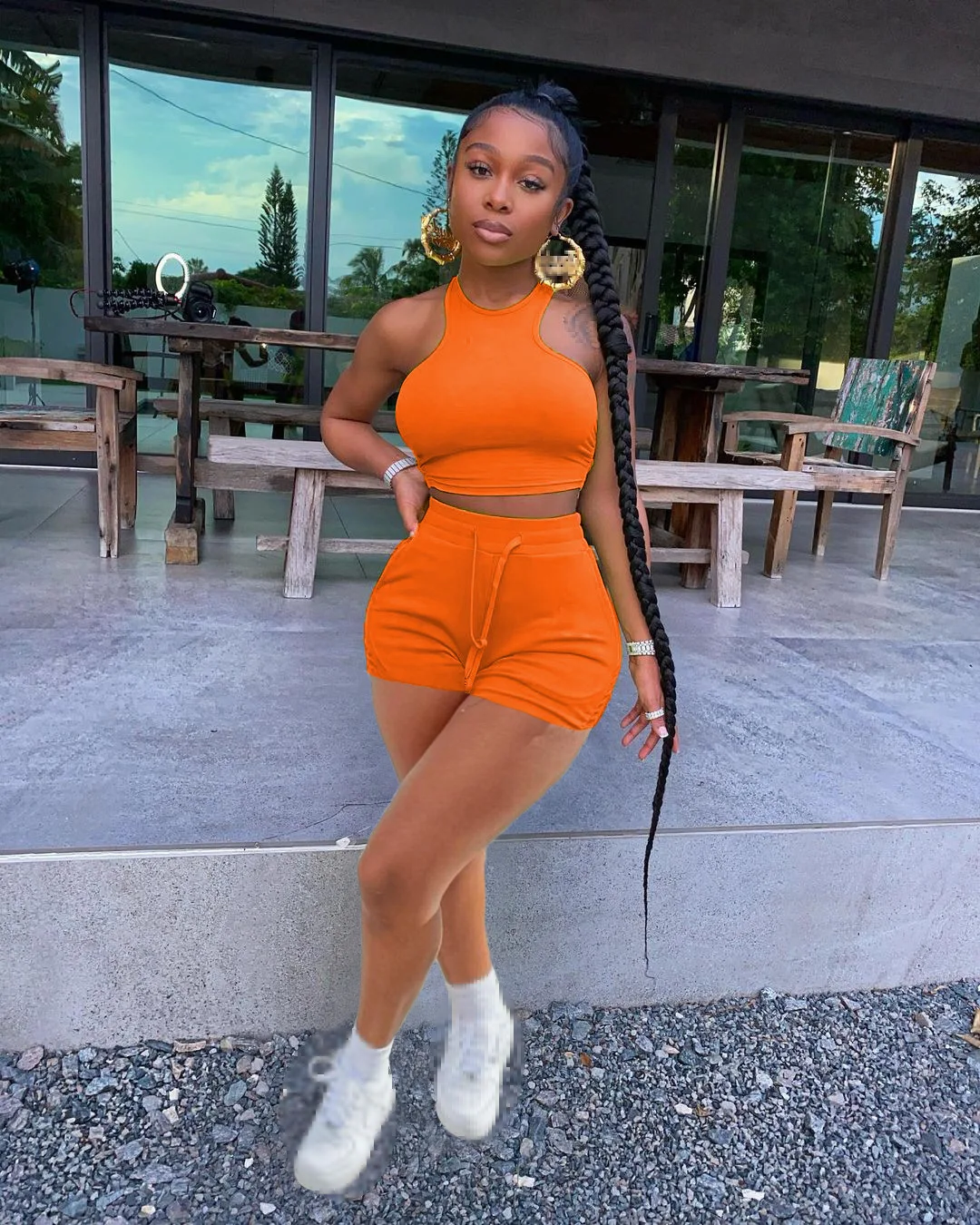 short sets women summer 2 piece sets women outfit two piece set for woman summer outfits for women 2023 crop top shorts