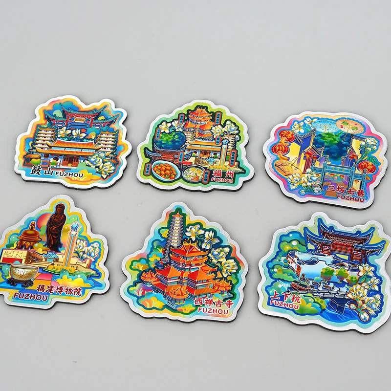 

Fuzhou Landmark Fridge Magnets Home Decor Refrigerator Stickers China Scenic Spot Tourist Souvenir Gift Idea