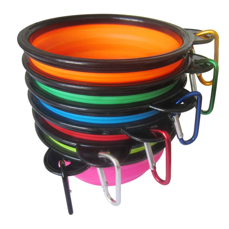 Pet dog cat feeding water folding bowl with buckle pet    outdoor portable utensils universal  equipment 1pcs