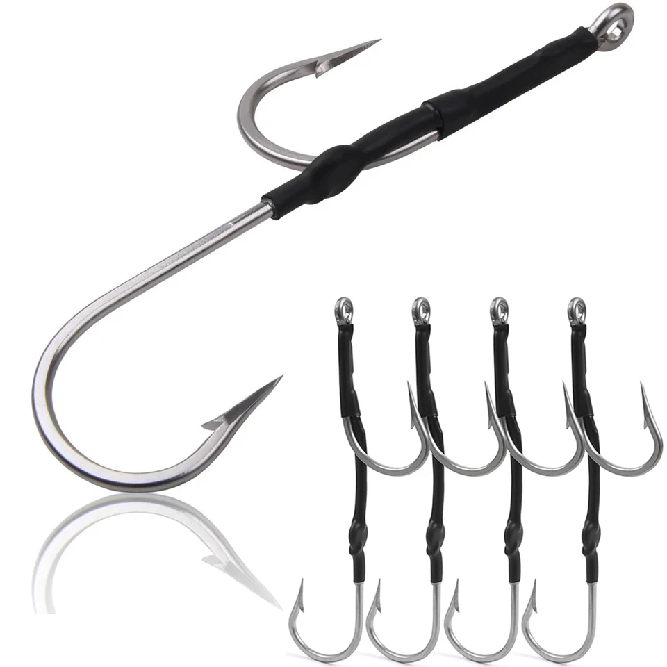 8Pcs Saltwater Double Hook Rig Stainless Steel Assist Hooks Large Big Game Double Trolling Fishing Hooks for Marlin Shark Tuna - AliExpress 8Pcs Saltwater Double Hook Rig Stainless Steel Assist Hooks Large Big Game Double Trolling Fishing Hooks for Marlin Shark Tuna - AliExpress