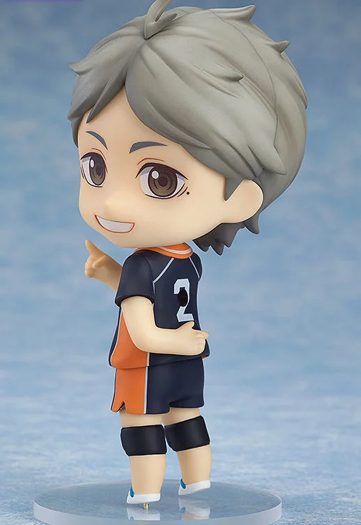 100% original real haikyuu !! Sugawara Koushi Q version figma PVC Action Figure Anime Figure Model Toy Figure Doll Gift