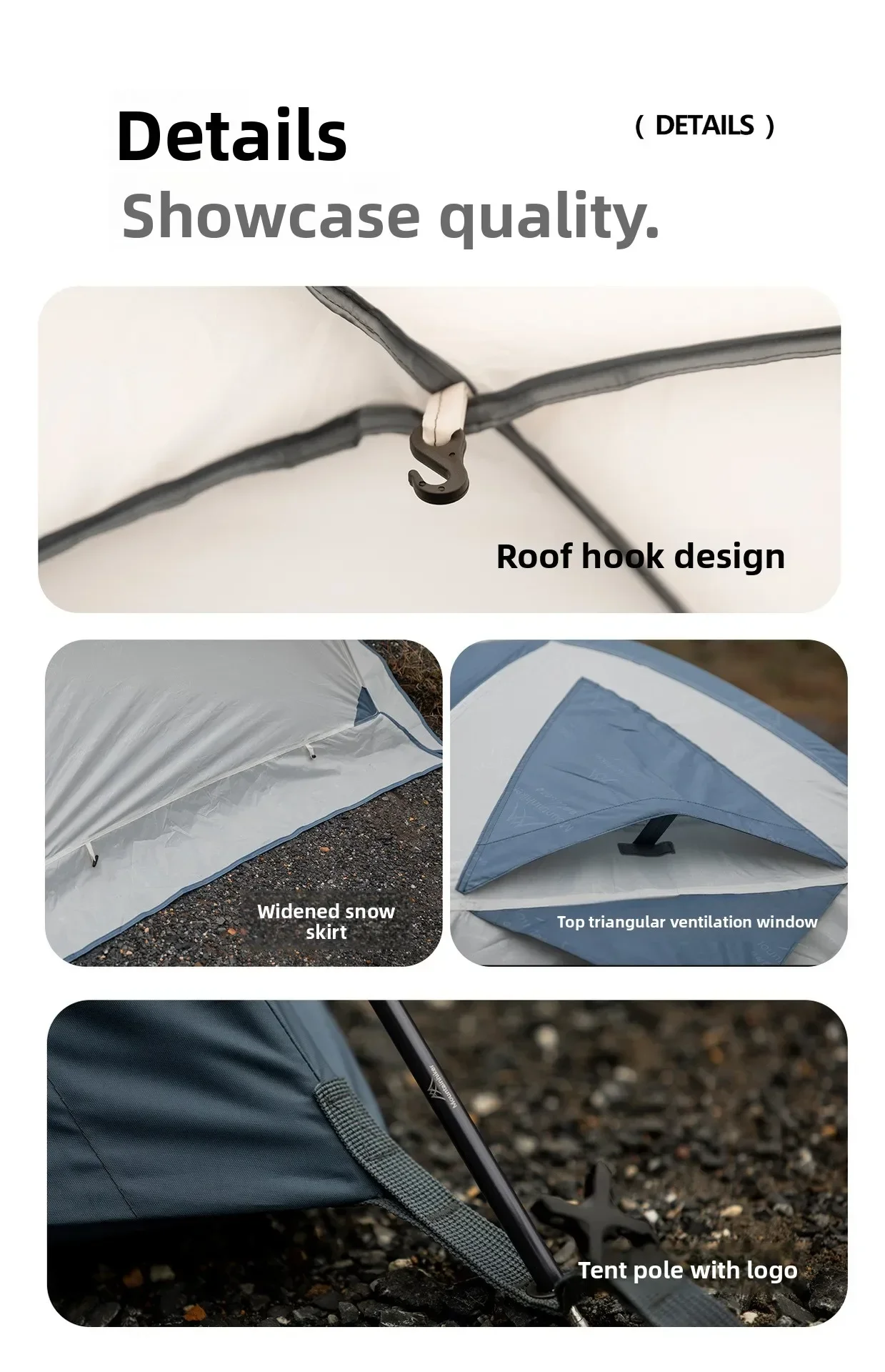MOUNTAINHIKER Neues Leichtgewicht-Outdoor-Zelt für 2-3 Personen, Wind- und Regenfestes Professionelles Aluminium-Stangen-Wanderzelt – Detail 15