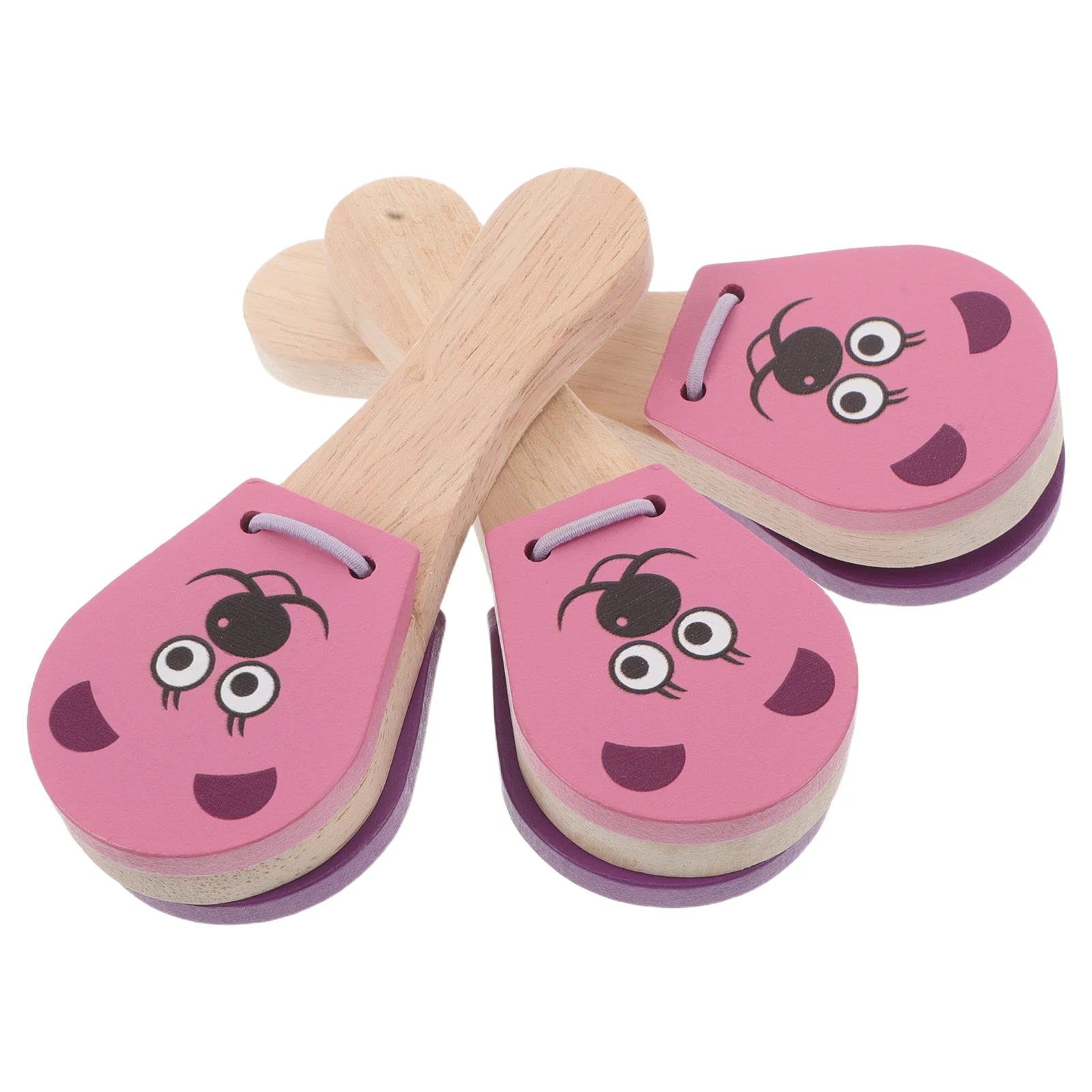 Castañuelas de madera para claquetas de mano, diseño de ratón, fabricantes de ruido para niños pequeños, tablero de sonido de fácil agarre, percusión Musical, 3 uds.