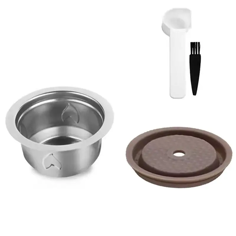 AC93-Reusable Espresso Pod Replacement For Nespresso Vertuo /Next Plus- Refillable Coffee Capsule W/H Silicone Cap, Spoon& Br