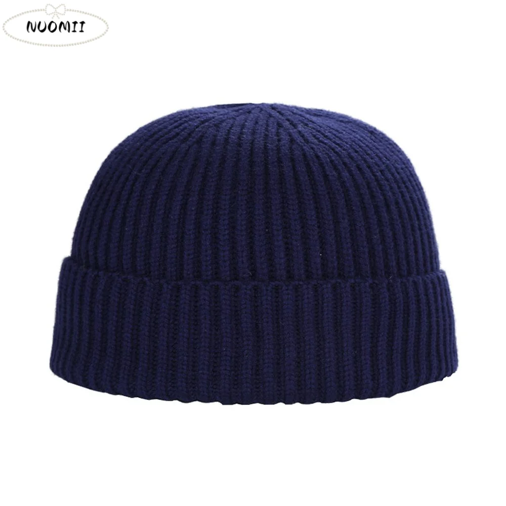 

Warm Hip Hop Polar Bear Bonnet Hat Solid Color Korean Style Beanie Hats Women Skullcap Men Docker Cap Knitted Brimless Hat