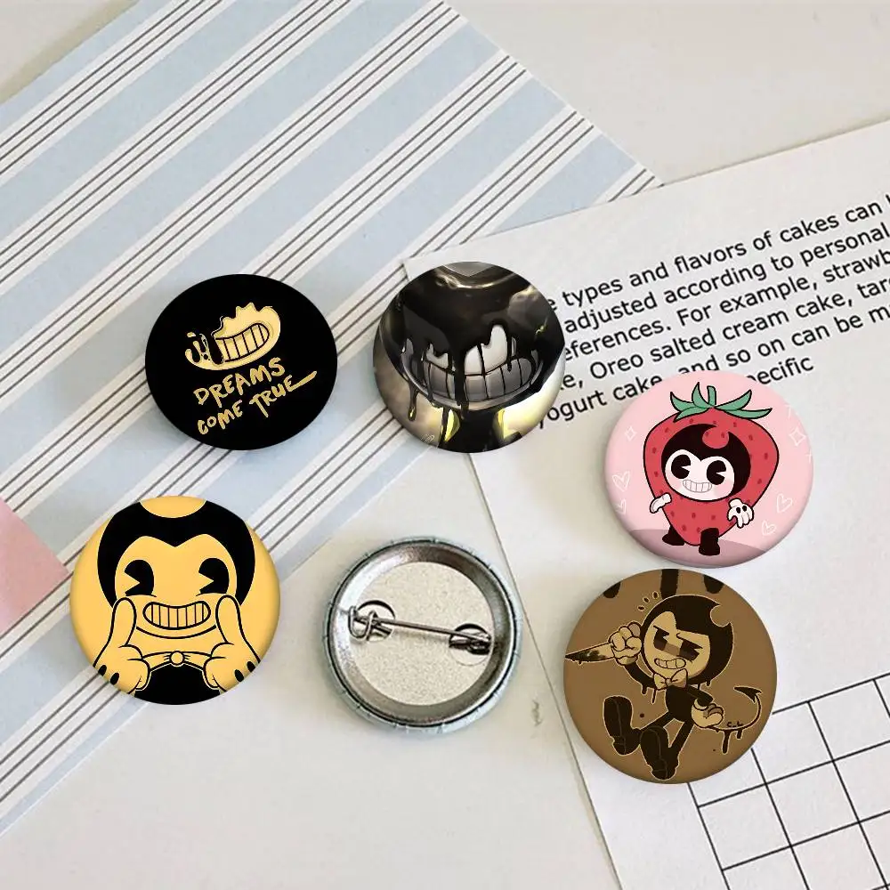 Game Bendy And The Ink Machine Round Badge Creative Brooch Clothing Backpack Accessories Lapel Pin