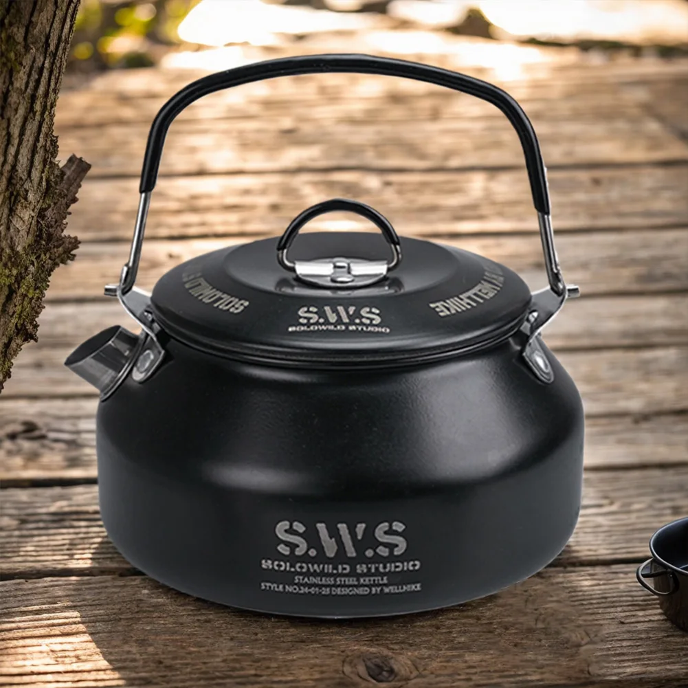 

0.8L Portable Hiking Kettle with Handle Ultralight Coffee Kettle Anti-Slip Lightweight Coffee Pot Tourist Cookware Supplies