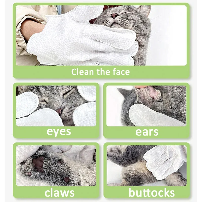 A Bag of 6ps Pet Wash Free Cleaning Gloves Cat and Dog Hair Cleaning Gloves Dry Cleaning Wipes Pet Shop Tudo Para Caes