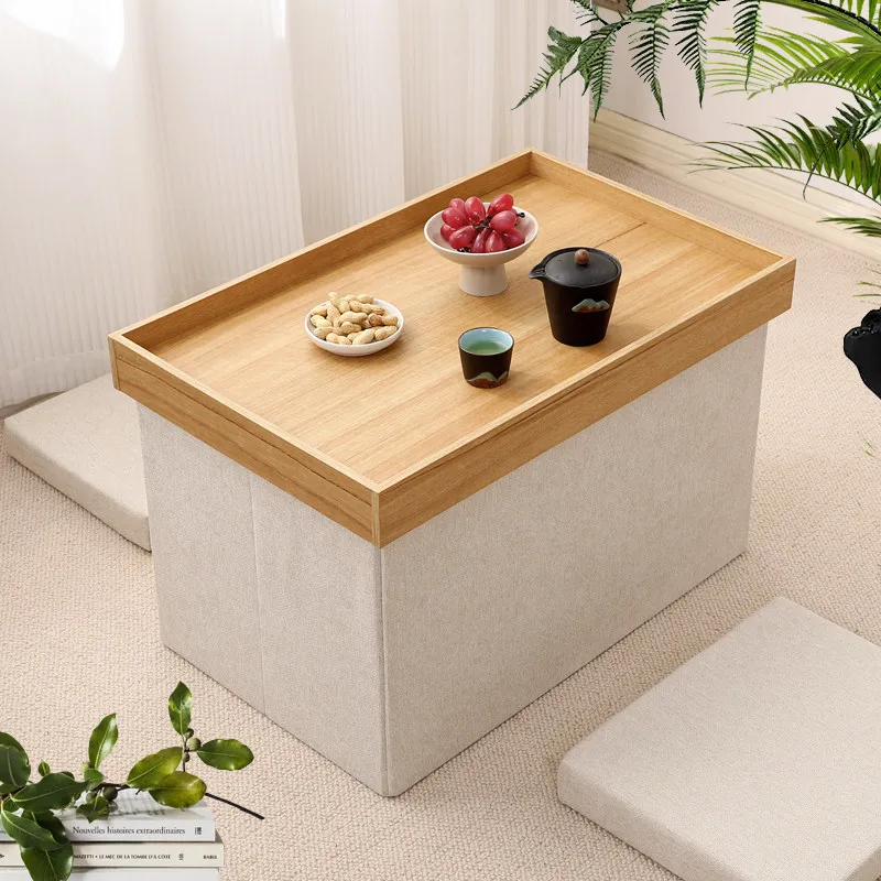 

Складной пуф-банкетка для хранения, многофункциональный кофейный столик в японском стиле, табурет с большой вместимостью для гостиной и подоконника