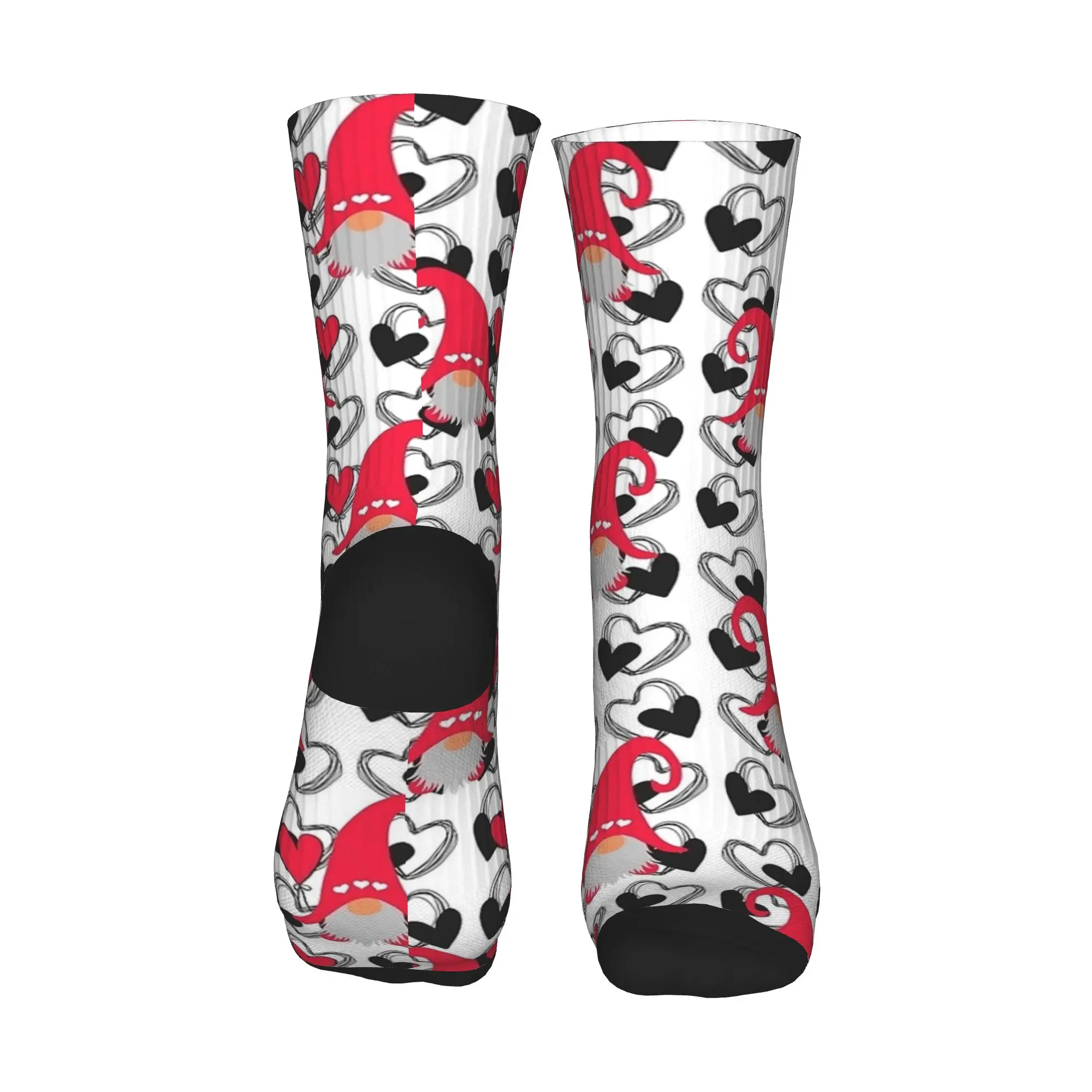 ถุงเท้าคริสต์มาสลายโนมส์พร้อมลายหัวใจวันวาเลนไทน์ ถุงเท้าผู้ชายใส่สบาย ถุงเท้าสำหรับฤดูใบไม้ร่วง ถุงเท้ากีฬาวิ่ง ถุงเท้ากันลื่นแบบสั่งทำ