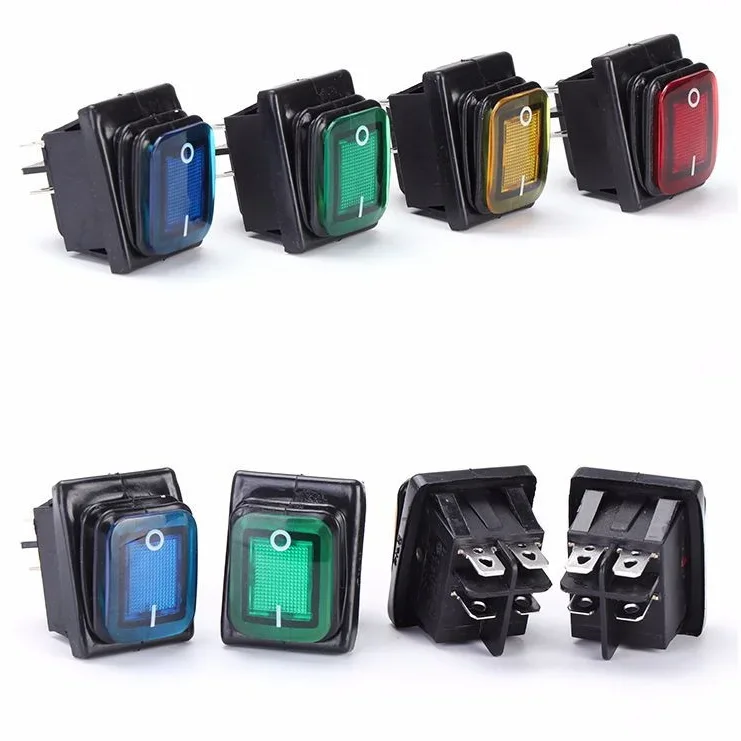 ปิด16A/250V Heavy Duty 4 Pin DPST IP67กันน้ำ T85 Auto เรือ Marine สลับ Rocker สวิทช์ LED 12V 220V 30x22