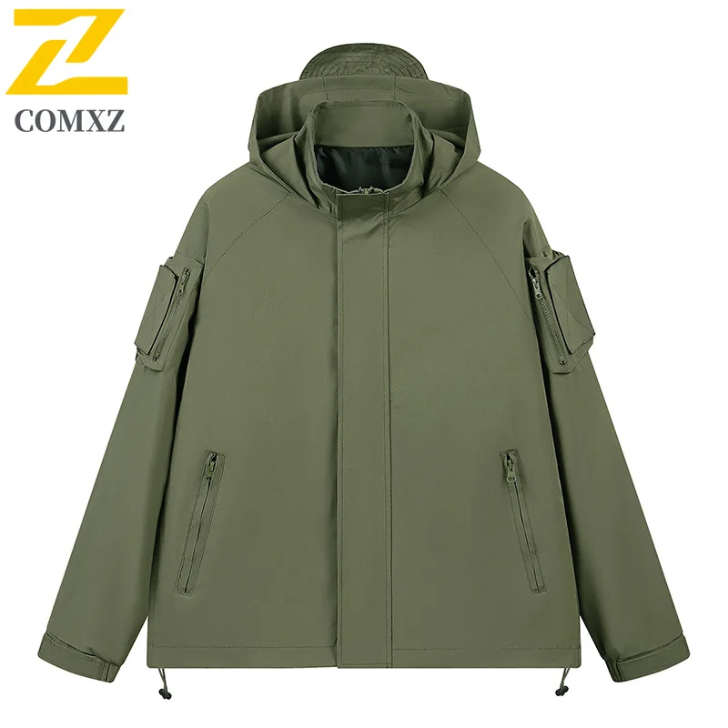 

Мужская зарядная куртка, весенне-осенняя новая ветрозащитная водонепроницаемая дышащая рабочая одежда с несколькими карманами, пальто с капюшоном, уличная походная куртка