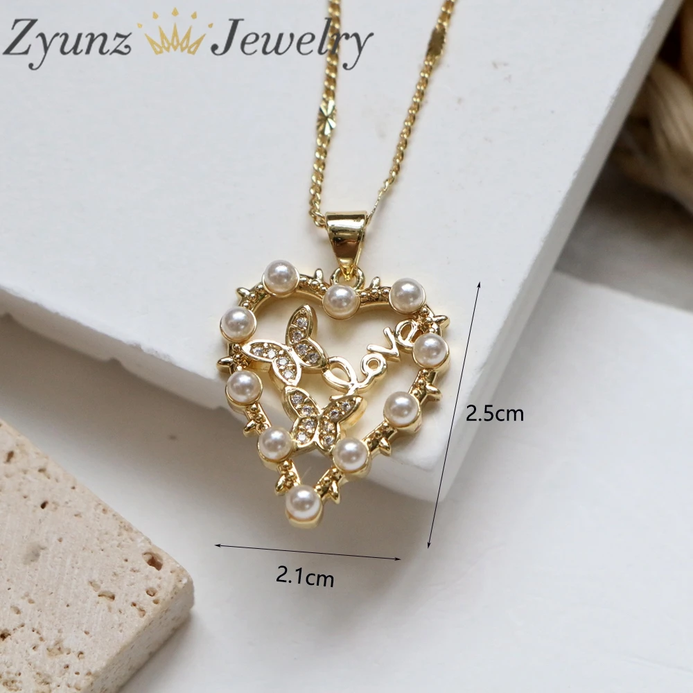 10PCS, Elegant Jewelry Pearl Shell Heart Flower Star Pendant Necklace Gold Color Unquie Women Fashion Necklace