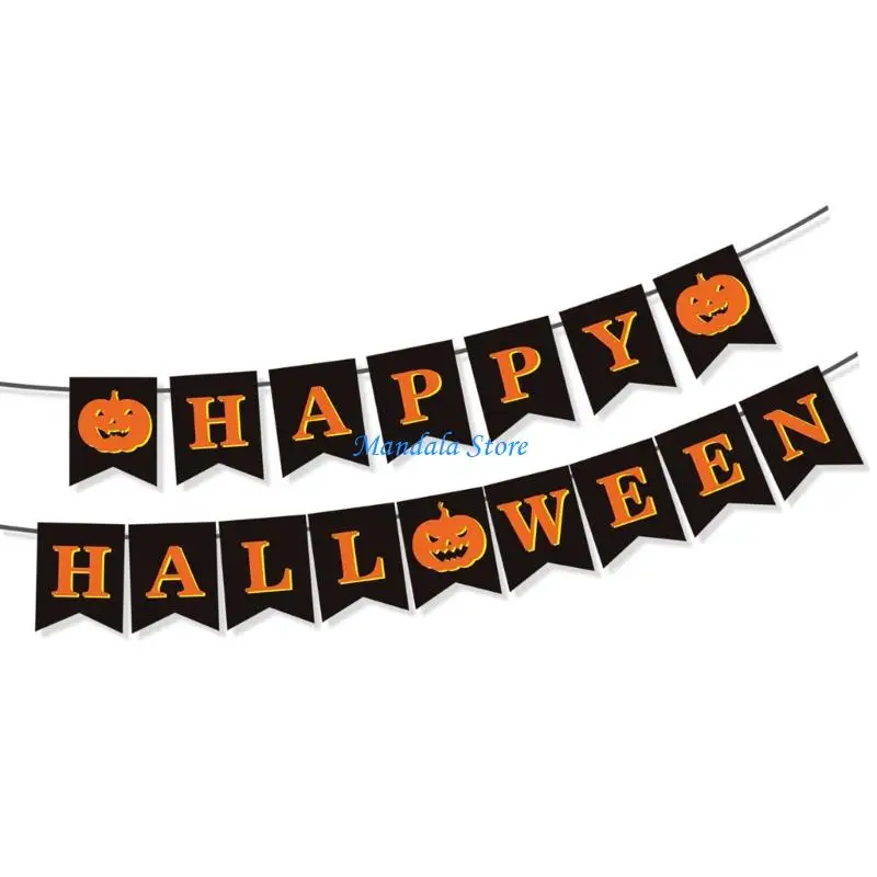 

U2JC Halloween Banners,Happy Halloween Banners with Pumpkins Signs,Halloween Party Decorations Hanging Party Supplies Gift