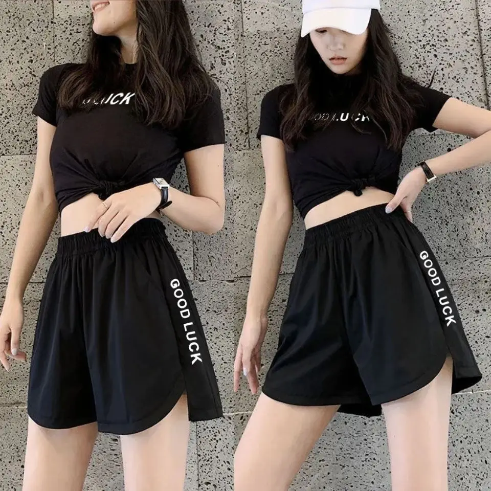 

Large Size Summer Ice Silk Yoga Fitn Suit Women's Qui Dry ort Sve orts Running Sportswear Two Piece Set round Ne