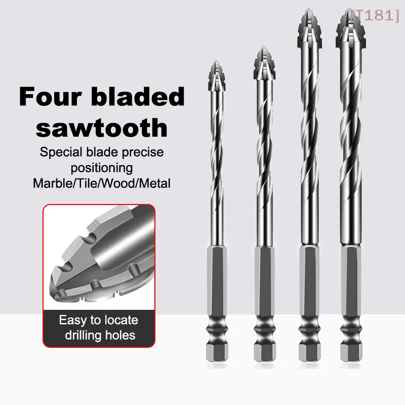 

[E] 7pcs/sets Tungsten Steel Serrated Drilling Bit Set For Ceramic Plastic Tile Ceramic Glass Concrete