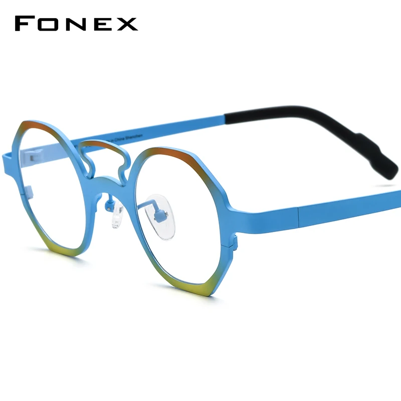 

FONEX Pure Titanium Glasses Frame Women 2024 New Men Colorful Trendy Polygon Eyeglasses Fashion Eyewear Okulary F85830