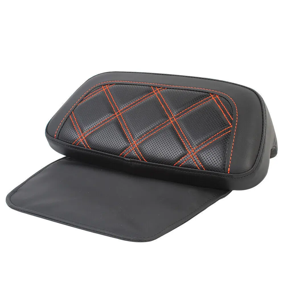 Motorcycle Orange Stitching Razor Chopped Pack Trunk Backrest Pad For Harley Touring Road Street Electra Glide Road King 14-UP
