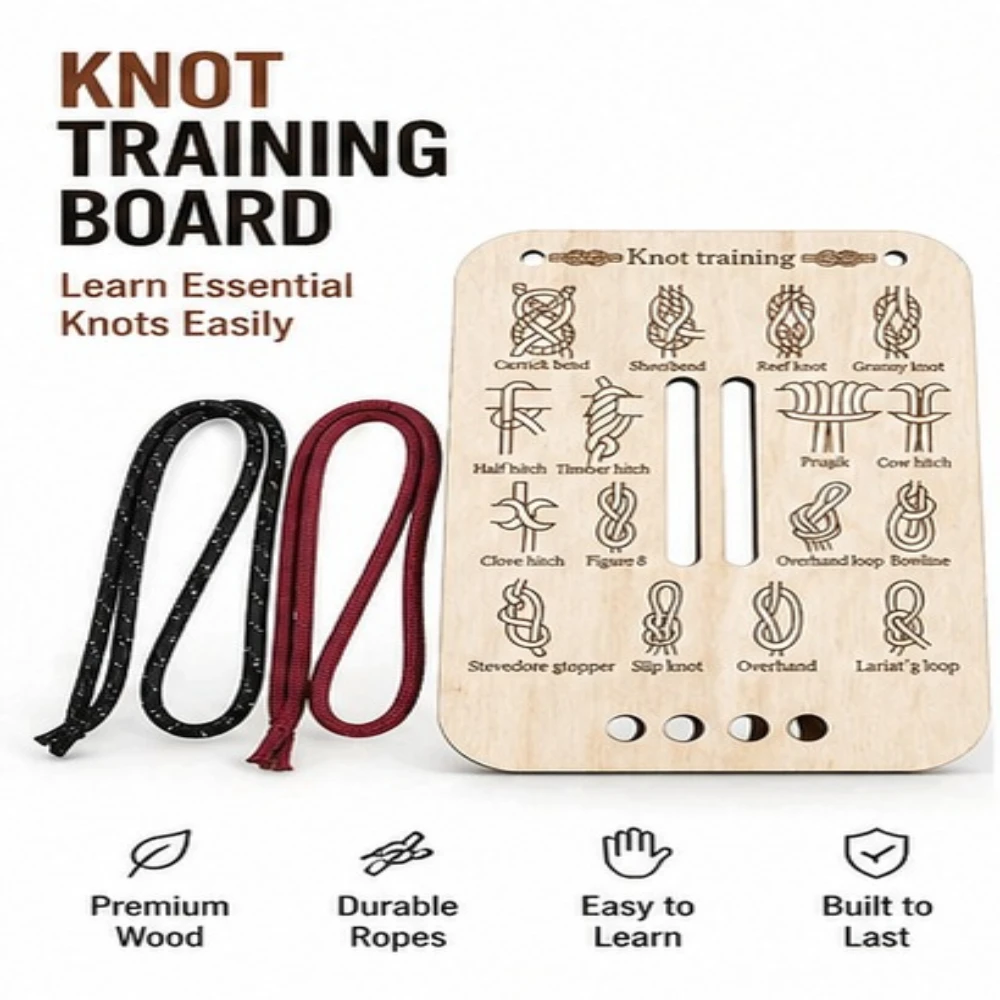 3Set Rope Knot Training Board Kit for Beginners Practice Knot Tying Tool Outdoor Camping Hiking Skill Learning Sewing Tools