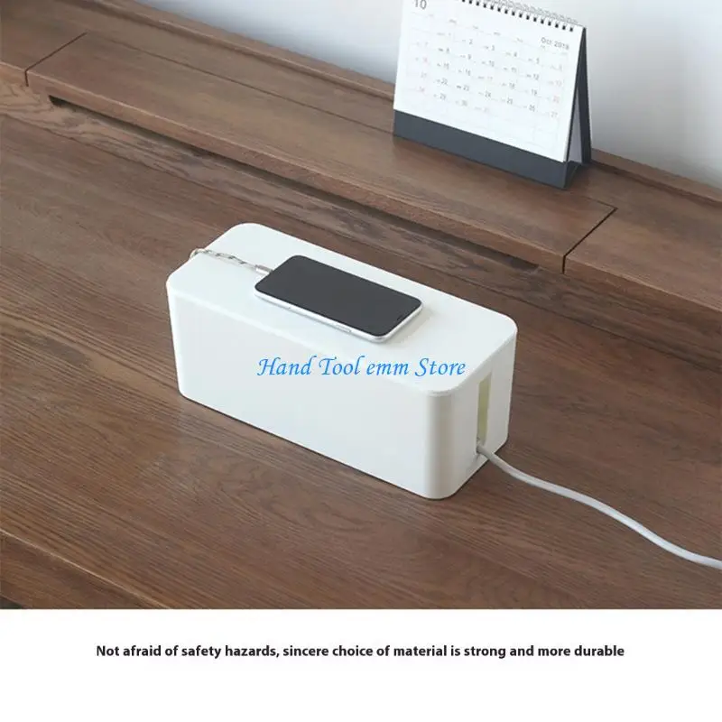 H37F Office Cable Concealer Box Desktop Cable Organizers Plastic Construction