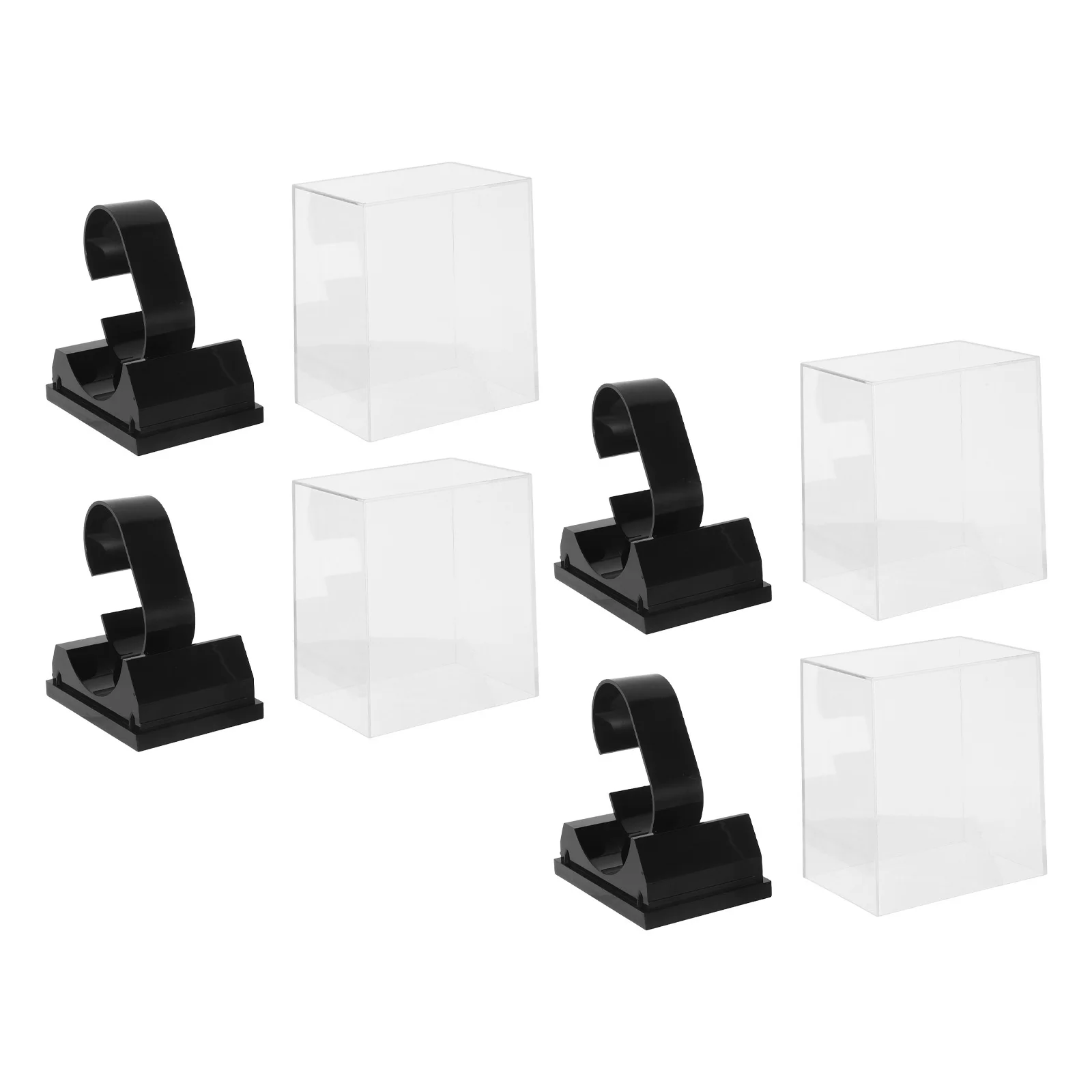 

4Pcs Clear Watch Container Premium Plastic Watch Box Storage Case for Watches Bracelets Jewelry Display Home Travel