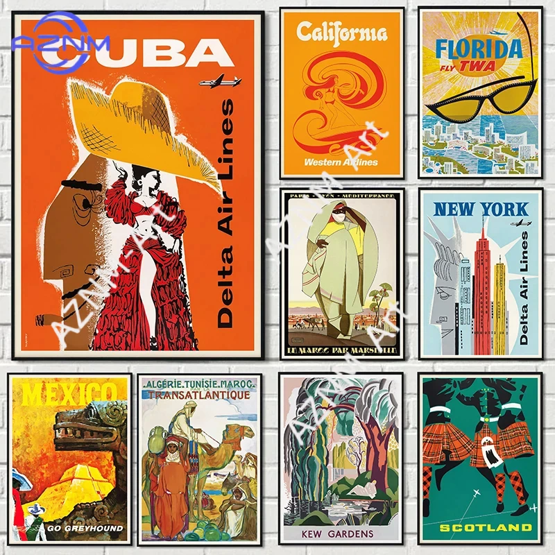 Moderne Reisekunst Bohemian-Stil Exotische Retro-Stadtposter Drucke Leinwandgemälde Wandkunst Bild Wohnzimmer Heimdekoration