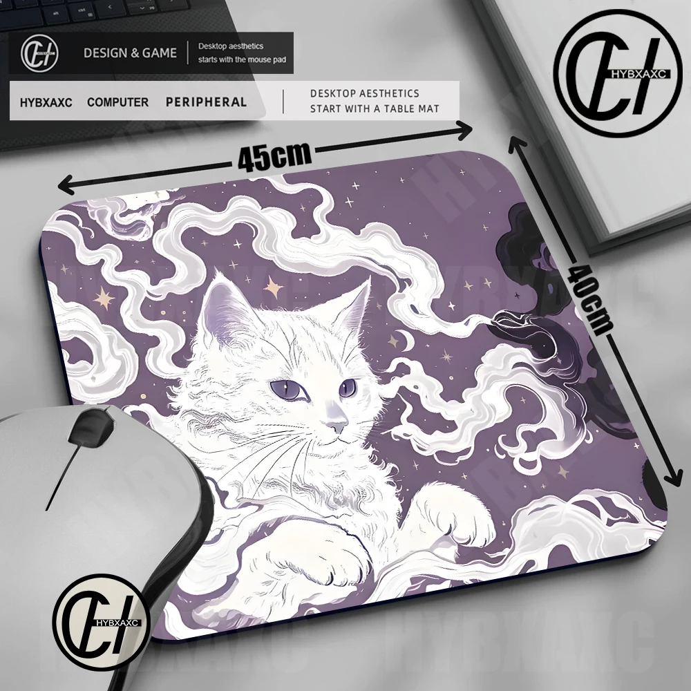 Magic Gothic Witchy Tarot Purple Night Sky Mouse Pad Gaming Accessories Office Gamer Keyboard Mat Yin Yang Cosmic Cats Mousepad