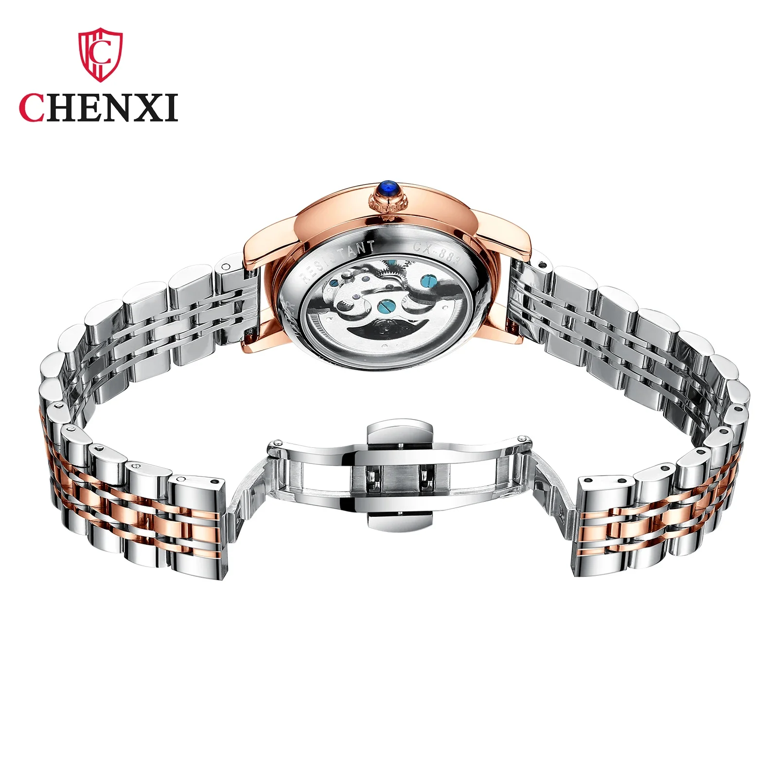 CHENXI 8832 Watch Women Luxury Fashion Heart Watches Stainless Steel Automatic Mechanical Wristwtaches Ladies Relogio Feminino