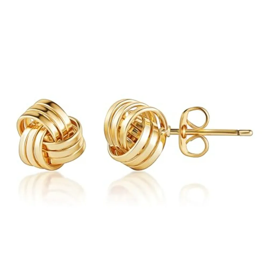 

Barzel 18K Gold Plated Woven Love Kt Stud Earrings - Made In Brazil