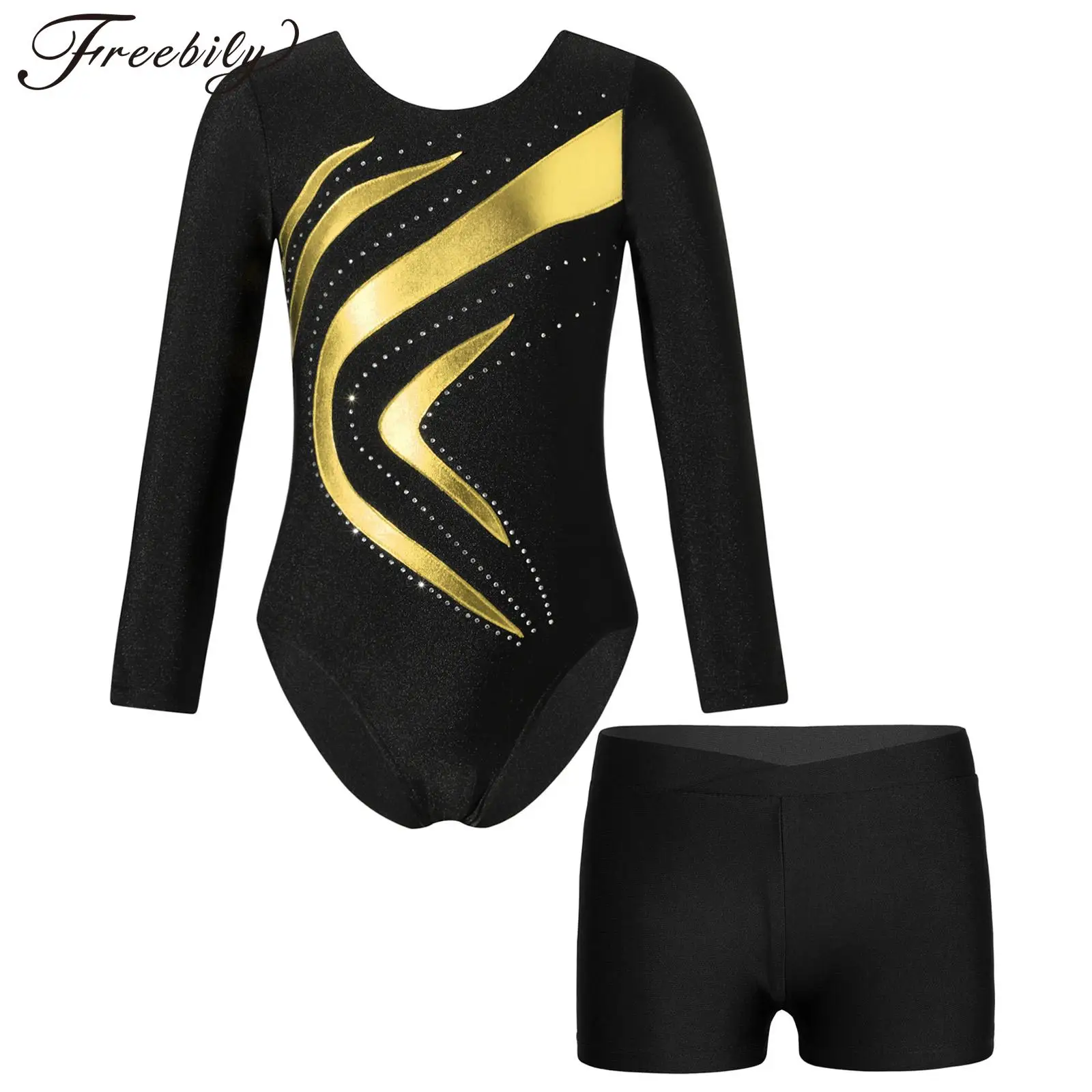 

Детский спортивный трико для акробатики, гимнастики, шорты, балетный наряд для девочек, танцевальная одежда с длинными рукавами, детский танцевальный комплект для катания на коньках