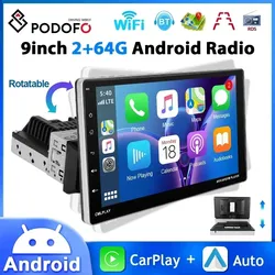 PodoNuremberg-Autoradio Android 9, 1din, 2 + 64G, Limitation Automobile, Carplay, Auto, WIFI, Navigation GPS, Système Intelligent