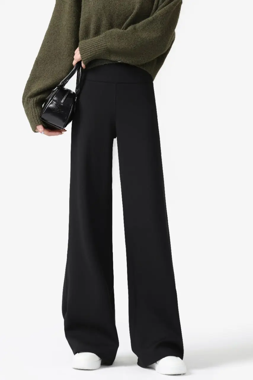 

Прямые брюки с изображением акулы, универсальные повседневные брюки из плотного флиса, широкие брюки-тапочки, женские осенние и зимние теплые брюки