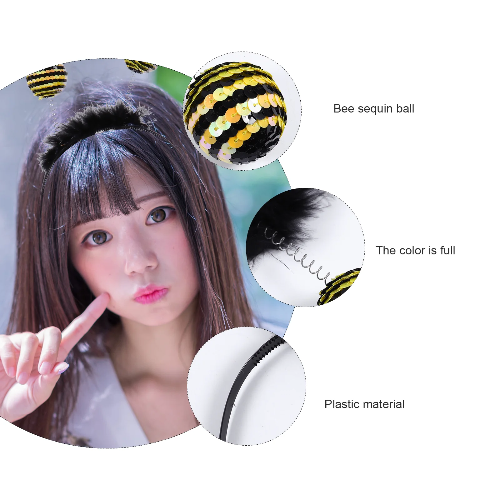 3 Pcs Bee Sequin Headband Sequins Headwear Tentacle Hair Hoop Cosplay Headdress Antenna Accessories Hairbands