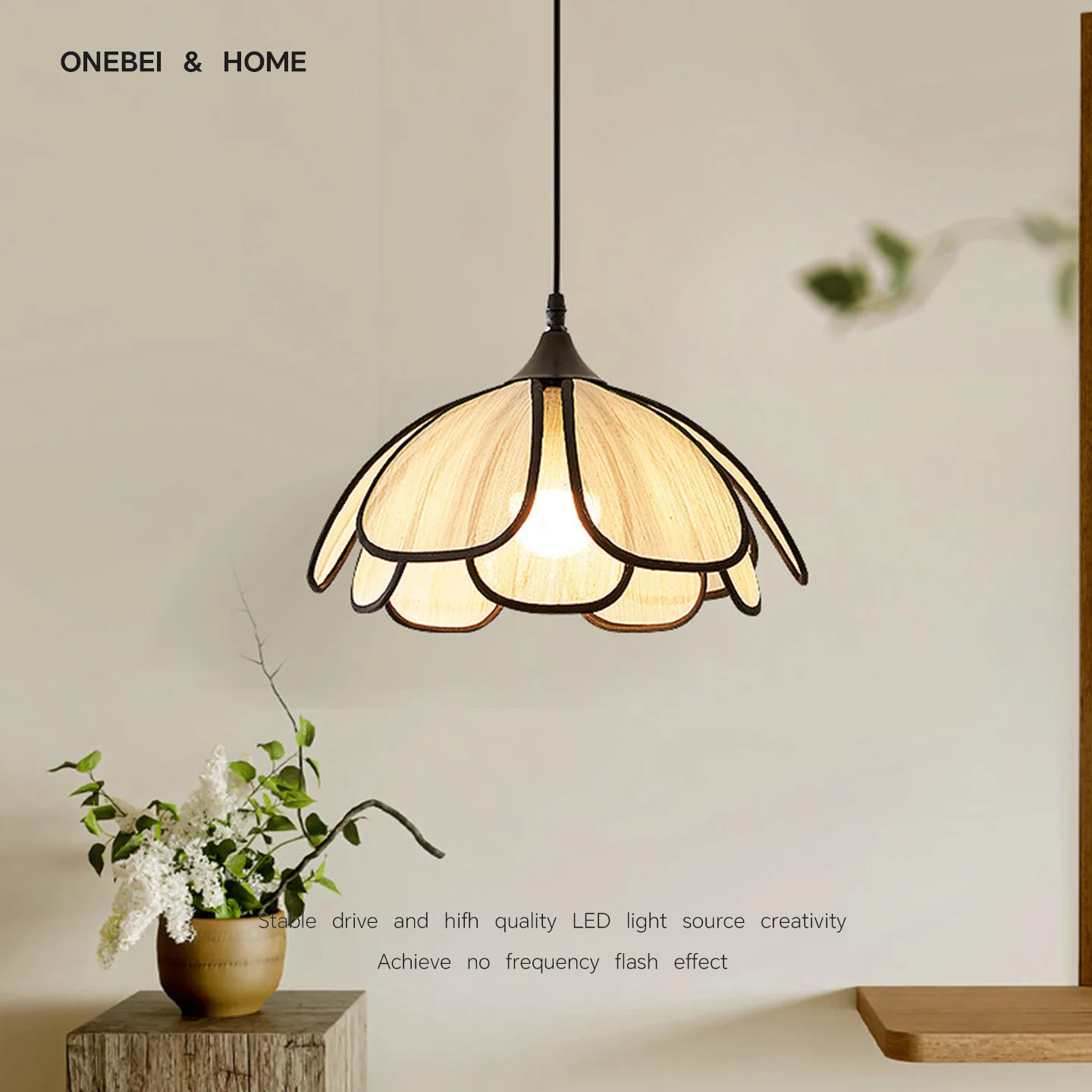 ONEBEI Retro Nordic Modern Retro Petal Pendant Pight LED Art Pendant Light For Bedroom Living Room Bar Decoration Lighting