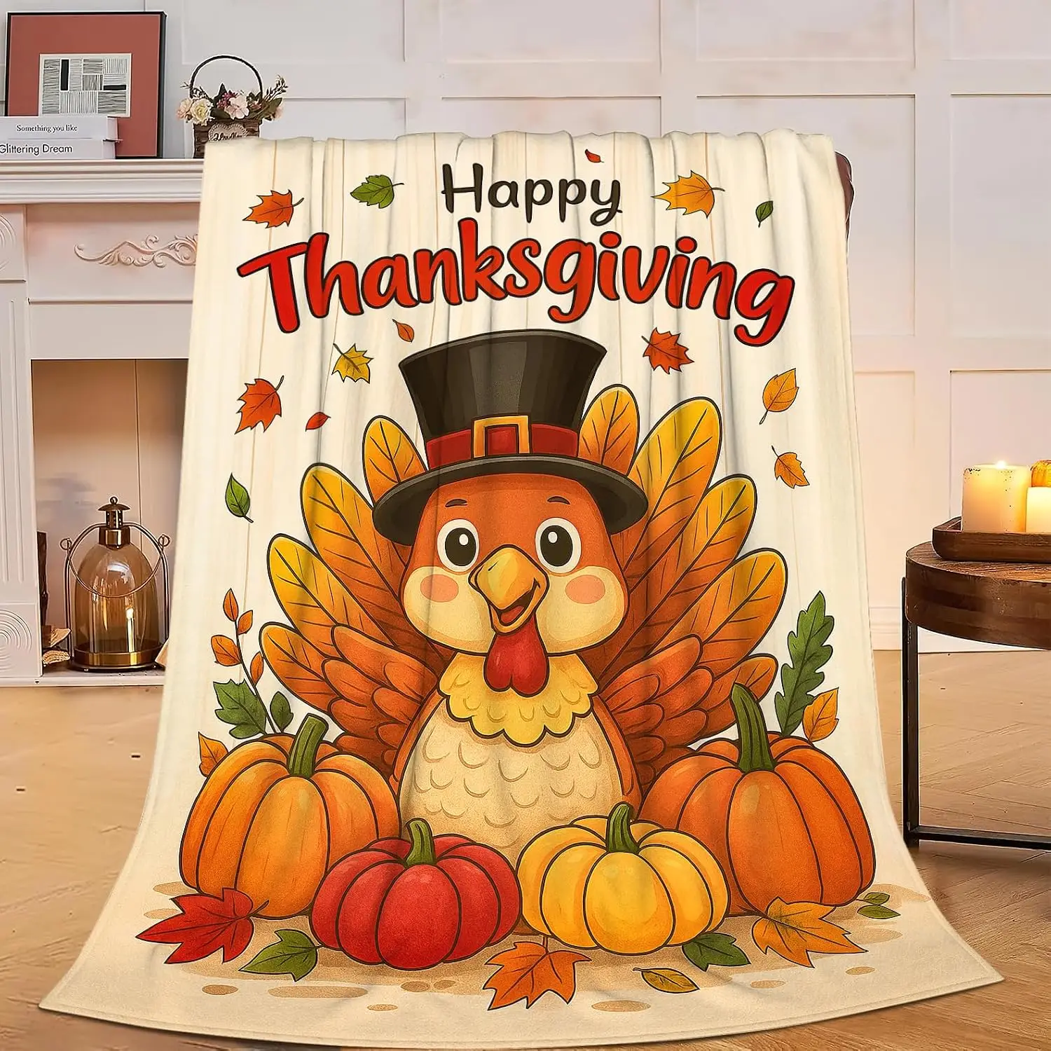 Thanksgiving Turkey Blanket Super Soft Warm Fluffy Fleece Flannel Throw Blanket Cozy Fuzzy Plush Stuff Bedding Blankets Gifts for Women Kids Boys Girls Adults 50
