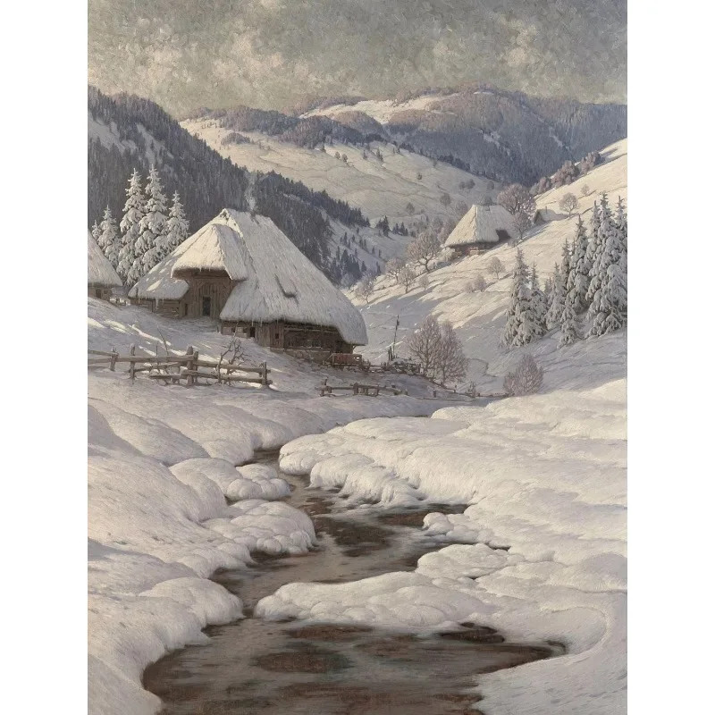 Canvas Painting Nordic Autumn Rural Farmhouse Forest Mountain River Landscape Retro Print Wall Art Picture Home Decor Wall De