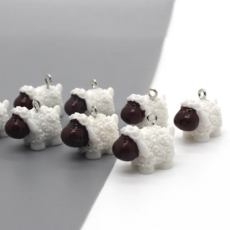 10pcs/pack Kawaii White Small Sheep Resin Charms Diy Animal Pendants For Earring Bracelet Necklace Pendant Jewelry Accessory