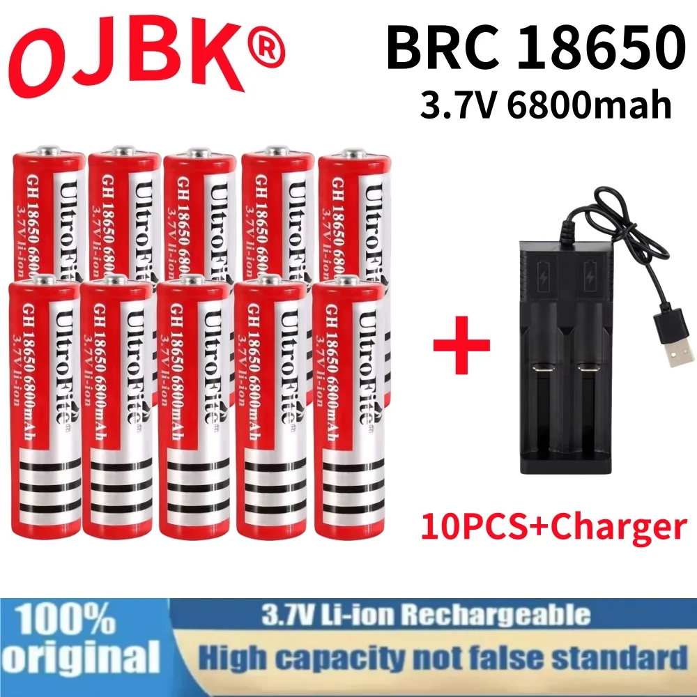 100% New 18650 battery 3.7V 6800mAh rechargeable liion battery for Led flashlight Torch batery litio battery+ Free Shipping